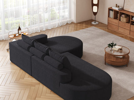 Modern Curved Sofa, L-Shaped Modular Sectional Set With 3 Pillows
