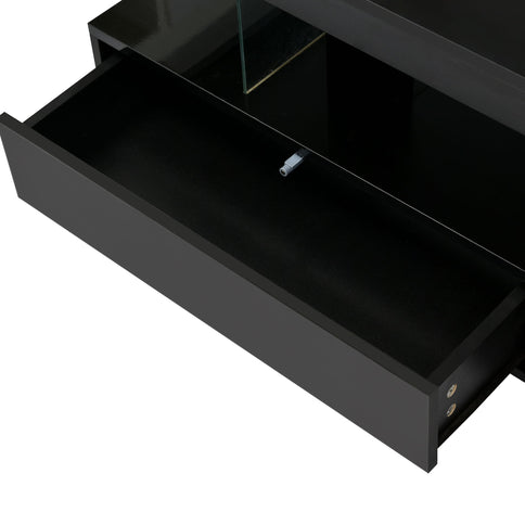 LED Coffee Table With 2 Drawers And Display Shelves