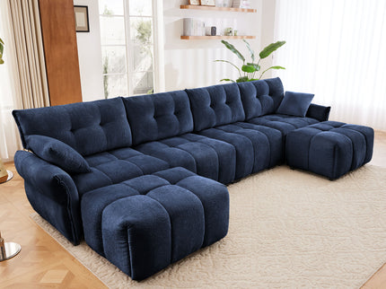Sofa Set With Ottoman And Pillows, Textured, High Resilience Cushions