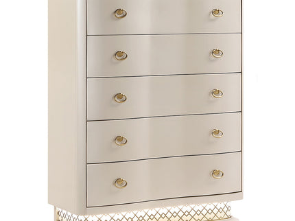 Flora - 5 Drawer Chest With Vertical Storage, LED Lighting - Champagne