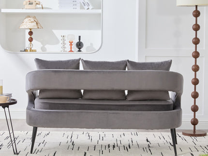 Open Back Loveseat Settee With 3 Pillows