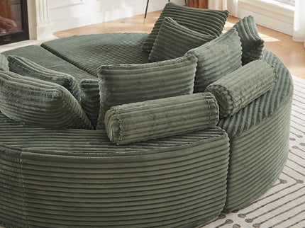 Round Oversized Sofa Bed With 5 Throw Pillows