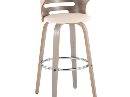 Cosini - Mid Century Modern Fixed Height, Barstool With Swivel With Round Footrest (Set of 2)