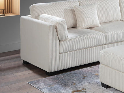Contemporary L - Sectional Sofa Set With Ottoman And Pillows