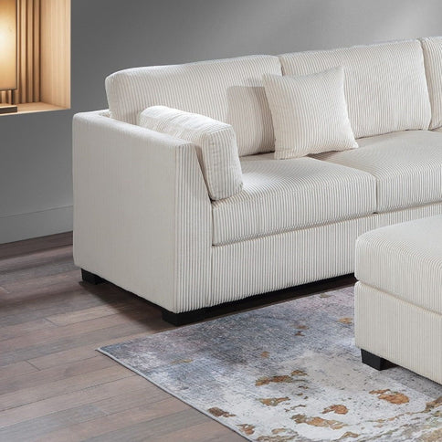Contemporary L - Sectional Sofa Set With Ottoman And Pillows