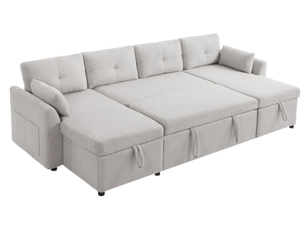 U-Shaped Sectional Sofa Bed With Storage And USB Ports