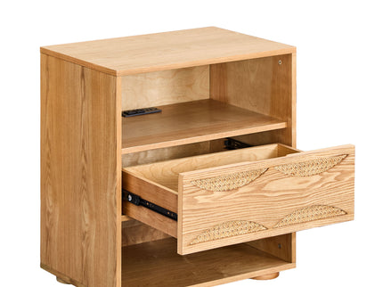 Nightstand With USB Ports & Outlet Hole, End Table With Drawer