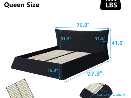 Upholstered Platform Bed With Special Shaped Headboard