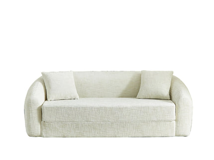 Curved Convertible Sofa, 2 In 1 Fold Out Bed With Pull Out Base And Deep Seat