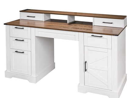 Office Desk With Charging Station & Storage Cabinet