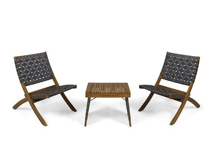 Kayla - Outdoor Foldable 2 Seater Chat Set - Brown / Gray