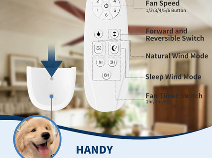 Ceiling Fan Without Light, DC Motor, No Light, Quiet Reversible Ceiling Fan For Living Room - Black