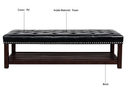Bedroom End Of Bed Bench Tufted Upholstered End Of Bed Bench End Of Bed Entrance Shoe Bench With Nailhead Trim And Shelf Bedroom Upholstered Bench Living Room Shoe Rack Footstool