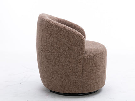 Teddy Fabric Swivel Accent Armchair Barrel Chair With Powder Coating Metal Ring