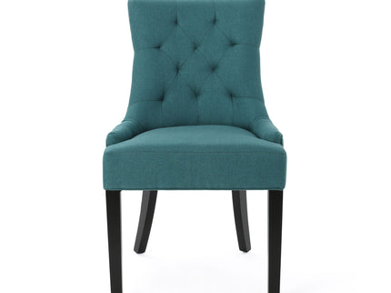 Dining Chair (Set of 2) With Upholstered Diamond Tufting And Espresso Birch Legs - Teal