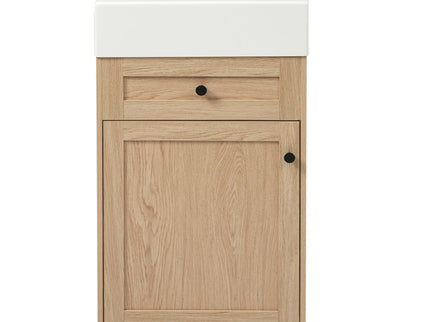 Bathroom Vanity With Reversible Resin Sink, Cabinet & Zinc Alloy Handles - Wood