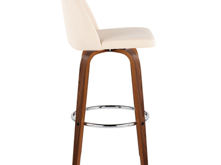 Toriano - Mid Century Modern Fixed Height, Barstool With Swivel With Round Footrest (Set of 2)