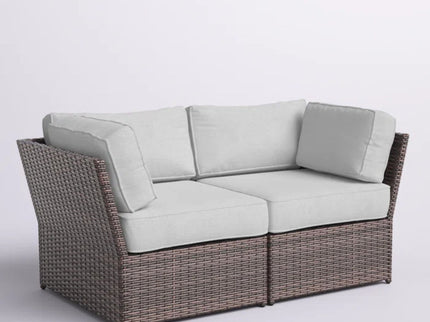 Outdoor Wicker Loveseat With Cushions Patio Seating Wicker - Brown