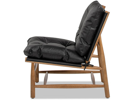 Oxford Leather Mid-Century Modern Accent Chair - Noir Black