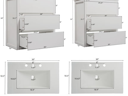 Double Sinks Bathroom Vanity Set With 2 Ceramic Basins