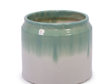 Gradient Flowerpot (Set of 2), Planter For Patio, Garden, Windowsill - White / Green