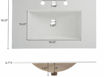 Fluted Bathroom Vanity With Ceramic Sink, Freestanding Design