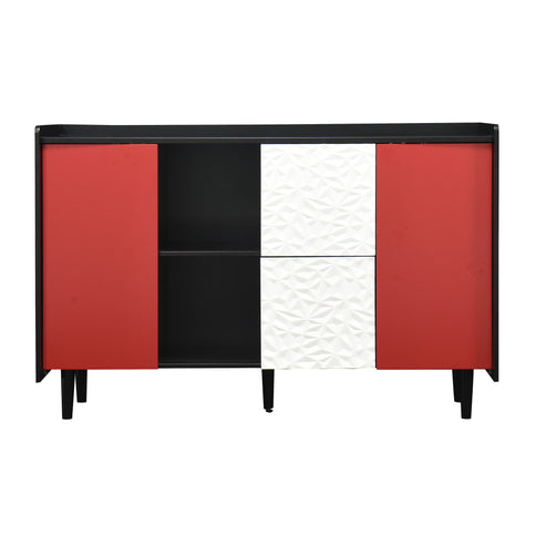 Modern Sideboard Buffet Cabinet With Doors And Unique Panel Styling