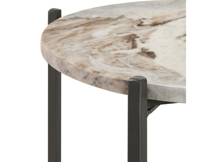 Bleskin - Round Accent Side Table With Shelf - White