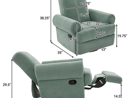 Manual Swivel Recliner Rocker Chair With Adjustable Backrest