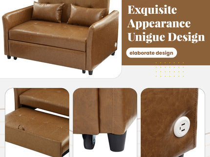Convertible Sleeper Sofa Bed With 3 USB Ports