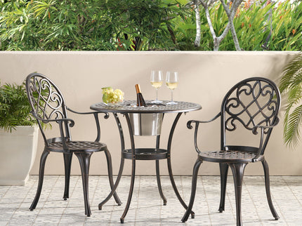3 Piece Outdoor Aluminium Cast Bistro Set With Ice Bucket - Copper