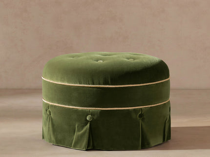 Maribel - Round Accent Ottoman - Olive Green