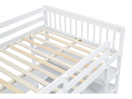Loft Bed With Storage Shelves And Under Bed Desk