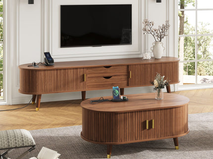 TV Stand & Coffee Table Set With Charging Station