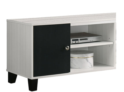 2 Tone TV Stand With Open Shelving And Concealed Storage Living Room Furniture - Black / White