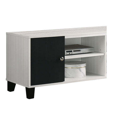 2 Tone TV Stand With Open Shelving And Concealed Storage Living Room Furniture - Black / White