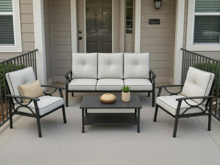Patio Furniture Set With Coffee Table And Cushions For Backyard