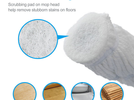 Ultra Fine Fiber Twist Mop With 57.5 Inch Long Handle For Dry And Wet Floor Cleaning - Red