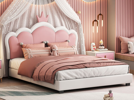 Upholstered Princess Platform Bed With Crown Headboard