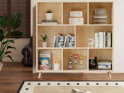 8 Compartment Storage Cabinet With Fixed Shelves For Books - Wood