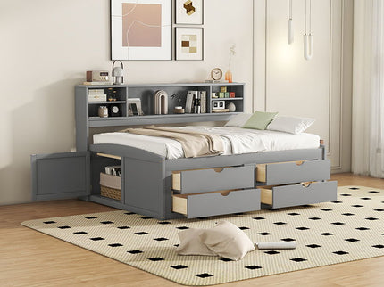Daybed With 2 Bedside Cabinets, Upper Shelves And 4 Drawers