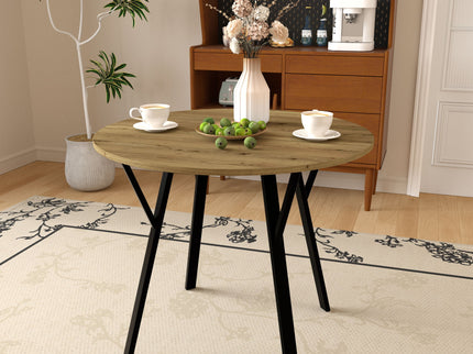 Round Dining Table, For 2 - 4 People - Rustic Brown