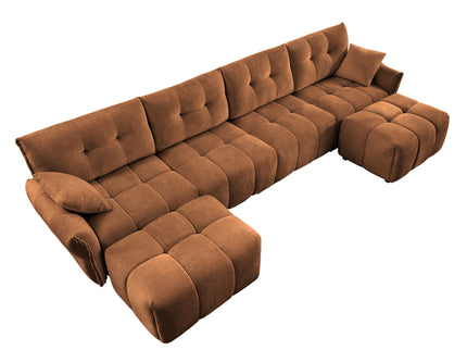 Sofa Set With Ottoman And Pillows, Textured, High Resilience Cushions