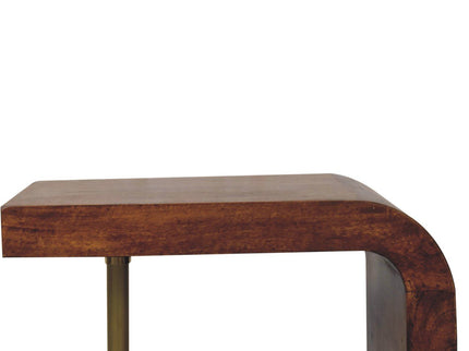 S Curve Brass Bedside Table - Dark Brown