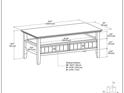 Acadian - Coffee Table With Drawer - Brown