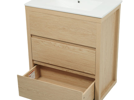 Double Sinks Bathroom Vanity Set With 2 Ceramic Basins