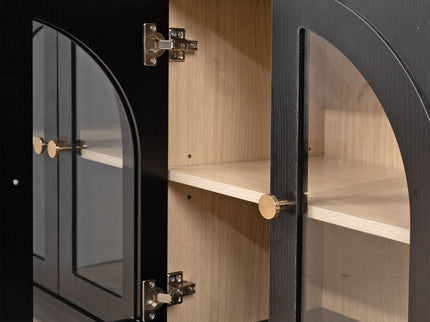 Sideboard Cabinet With 3 Drawers And 6 Arched Glass Doors