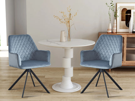 Modern Desk Chair No Wheel, Ergonomic Office Chair Home Office Upholstered Chair, Computer Chair For Bedroom, Reception Room, Living Room With Metal Legs - Blue