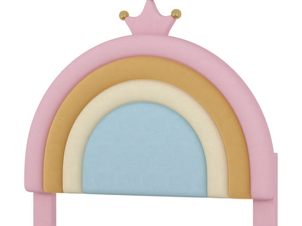 Upholstered Rainbow Design Bed, Princess Platform Bed With Storage Drawer