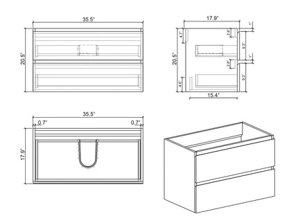 Alice - Bathroom Vanity With Sink, Large Storage Wall Mounted Floating Bathroom Vanity For Modern Bathroom, One-Piece Sink Basin Without Drain And Faucet